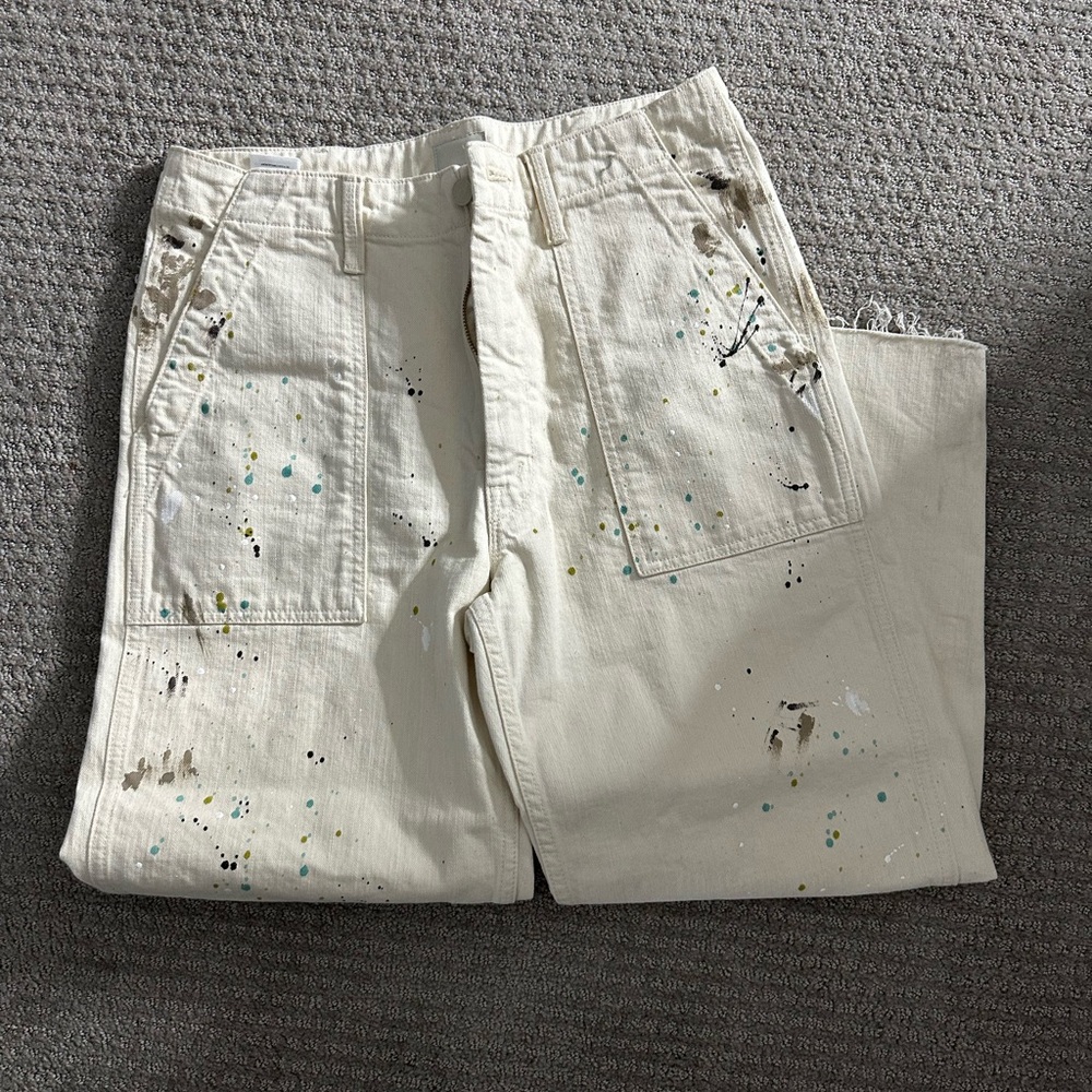 MOTHER Cream Paint Splatter PANTS size 28